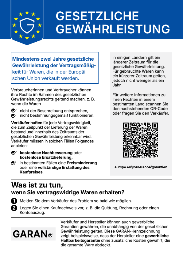 Verpflichtende gesetzliche Gewährleistung
