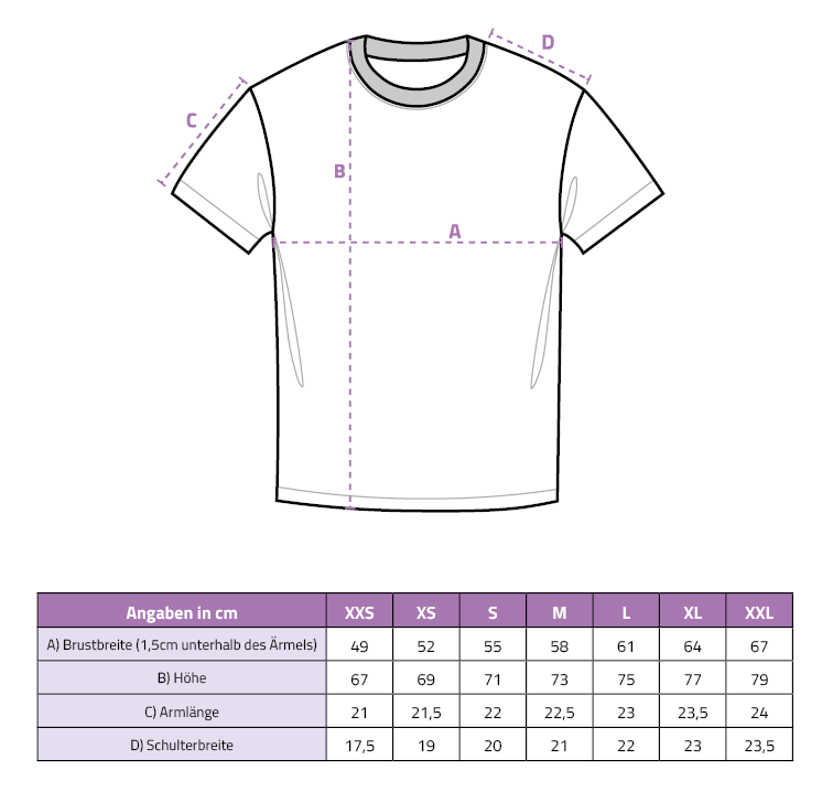 Größentabelle gilt für alle Heavy Oversize Baumwoll T-Shirts im Stickwart Shop